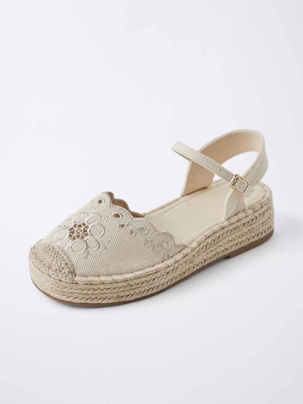 Zara Cream Espadrille Wedge Sandals